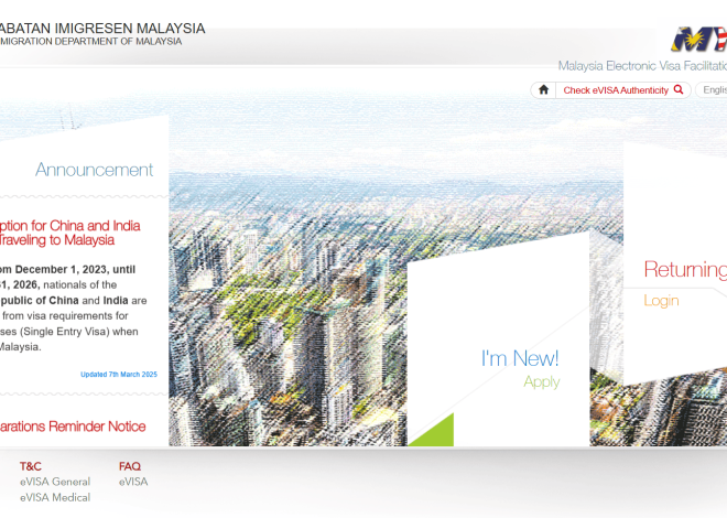 PORTAL Application for Malaysian Electronic Visa (Evisa)