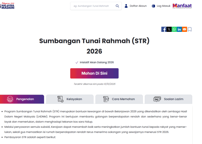 Rahmah Cash Contribution 2026 (Str 2026)