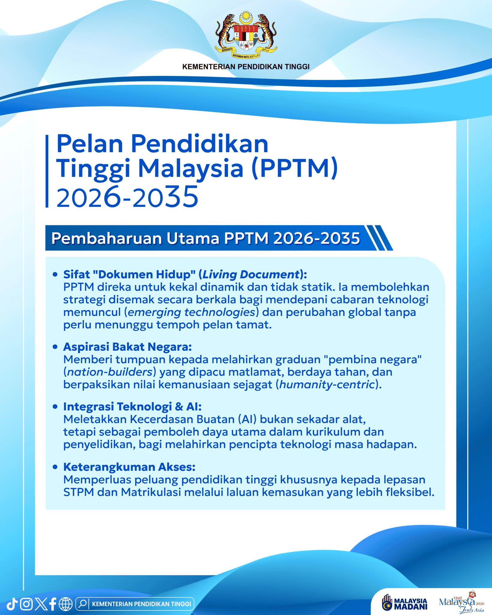 Malaysian Higher Education Plan (PPTM) 2026–2035