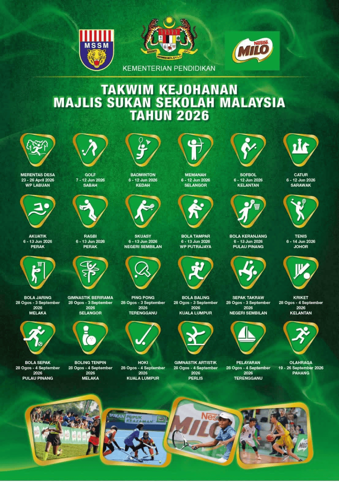 2026 MSSM Tournament Calendar (Malaysian School Sports Council)